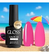 GLOSS Gel Nail Polish | Crazy Pink 15ml 1 pcs - HEMA Free Gel Polish, Pink Soak Off UV LED Gel Po...