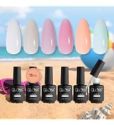 GLOSS Neutral Gel Nail Polish Set | 6 Pcs with off White, Milky White, Nude Pink, Pale Pink, Ligh...