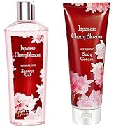 Vital Luxury Japanese Cherry Blossom Shower Gel and Body Cream Set - Nourishing and Moisturizing ...