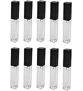Healthcom 10 Pcs 7.5ml Square Clear Plastic Lip Gloss Tubes Vials with Mirror LED Light Lip Glaze...