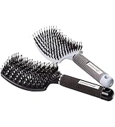 Boar Bristle Hair Brush set - Curved and Vented Detangling Hair Brush for Women Long, Thick, Thin...