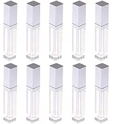 Healthcom 10 Pcs 7.5ml Plastic Square Clear Lip Gloss Tubes Vials with Mirror LED Light Lip Glaze...