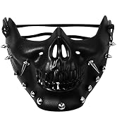 Vtrem Skull Half Face Mask: Steampunk Unisex Spiked Willow Leather Mask Hip Hop Horror Cosplay Pa...