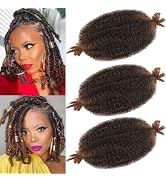 8 Inch Springy Afro Twist Hair Marley Twist Braiding Hair 3 Packs Kinky Twist Hair Short Marley H...