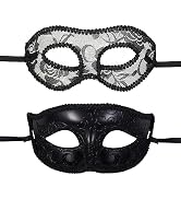 Vtrem Masquerade Mask for Couples: Black Mardi Gras Party Ball Mask Set Women Men Adults Hallowee...