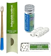 Dental Lace Oral Care Travel Kit - Portable Teeth Cleaning Kit w/Bamboo Toothbrush, Dental Floss,...