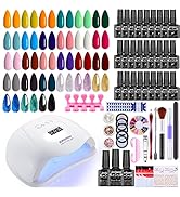 27 Colors Gel Nail Polish Kit with U V Light, 120W UV LED Nail Dryer Lamp Curing Gel Nail Polish ...