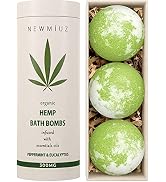 Organic Hemp Bath Bombs Gift Set 300mg Hemp CBS Infused - Refreshing Peppermint & Eucalyptus Esse...