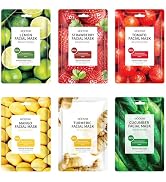 GUOYAOLIFU Face Mask Skincare - 6 Sheet Masks, Spa Party Face Masks, Natural Ingredients, Moistur...