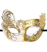 Vtrem Women's Peacock Masquerade Mask: Halloween Mardi Gras Metal Masks with Rhinestone Venetian ...