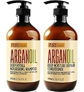 Moroccan Argan Oil Shampoo and Conditioner SLS Sulfate Free Set - Best Gift for Damaged, Dry, Cur...