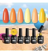 GLOSS HEMA Free Gel Polish Set | 6 Pcs Yellow Gel Nail Polish with Burnt Sienna, Banana, Canary, ...