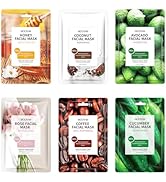 GUOYAOLIFU 6 Pack Variety Sheet Masks - Spa Party Face Masks - Natural Ingredients, Moisturizing ...