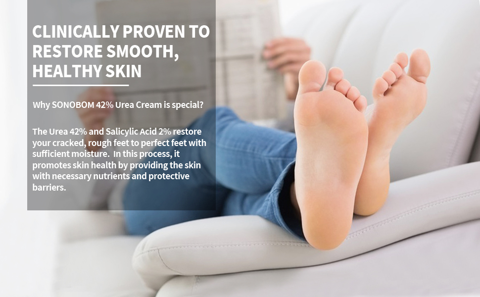 Why SONOBOM 42% Urea Cream is special? The Urea 42% and Salicylic Acid 2% restore your cracked