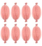 8 Packs Springy Afro Twist Hair Pink Marley Twist Braiding Hair 8 Inch Kinky Twist Hair Short Mar...