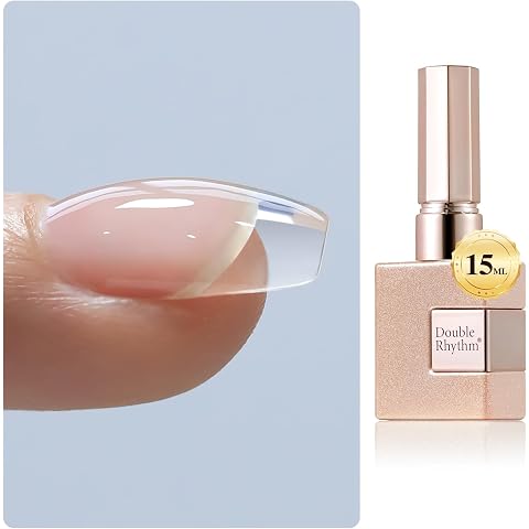 Double Rhythm 0.5Oz Nail Strengthener Rubber Gel Nail Polish 15ml Clear Builder in a Bottle Nail Thickening Extension Hard Structure Gel Glue (Clear 8 in 1-1)