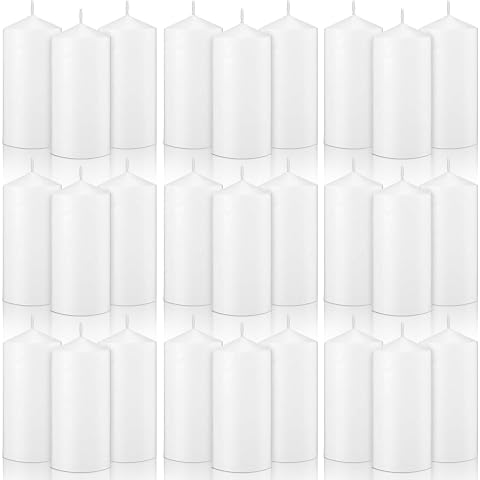 MTLEE 20 Pack White Pillar Candles Bulk, 2.7 x 5.1 Inches 50 Hour Long Burning Dripless Unscented Smokeless Wax Pillar Candles Set for Wedding Birthday Parties Dinner Church Home Emergency