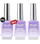 Gellen Builder Nail Gel with Gel Top Coat Base Coat - 3Pcs 18ml Top Coat Gel Nail Polish Set, Soa...