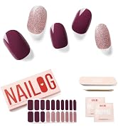 NAILOG Semi Cured Gel Nail Strips (20 Extra Long Stickers/Wraps) | Buy 2 Get 1 UV Lamp| Glossy & ...