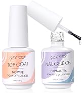 GELLEN Nail Glue Gel & No Wipe Top Coat, 5 in 1 UV Nail Glue for Acrylic Nails, High Shiny Top Co...