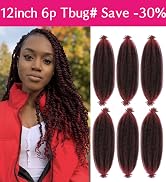 Afro Twist Hair 12 Inch 6 Packs, Springy Afro Twist Hair Pre Fluffed Spring Twist Hair Pre Stretc...