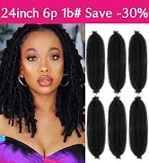 Afro Twist Hair 24 Inch 6 Packs, Springy Afro Twist Hair Pre Fluffed Spring Twist Hair Pre Stretc...