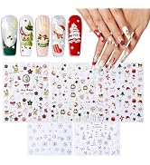 modelones Christmas Nail Stickers 3D Self-Adhesive Nail Decals Christmas Tree, Snowflakes, Santa ...