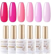Gellen Pink Gel Nail Polish - 6 Colors Dazzling Hot Pink Gel Polish Set Neon Pink Red Purple Soak...