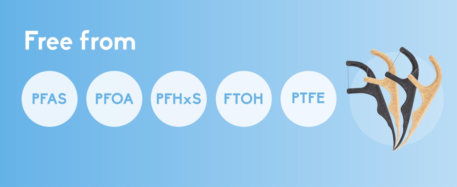 Our dental floss picks for kids and adults are free from PFAS, PFOA, PFHxS, FTOH, and PTFE.