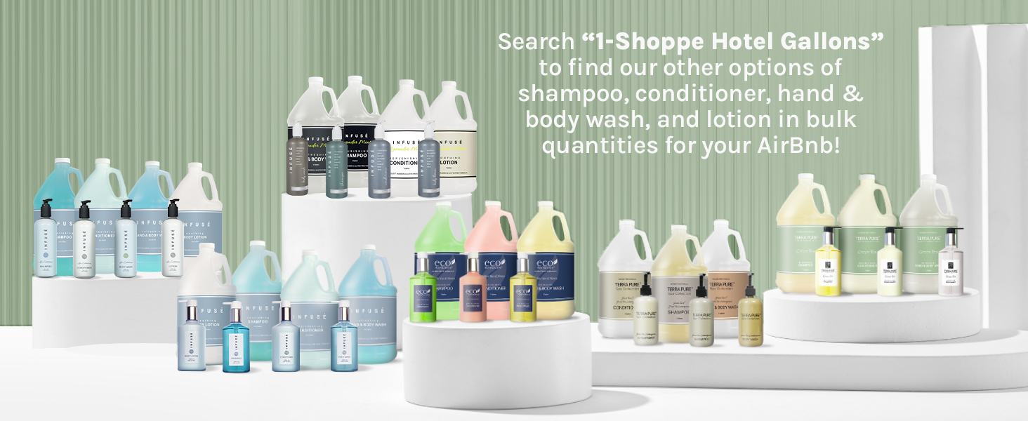 Terra Pure Green Tea Pumps & Gallons Hospitality Set Shampoo Conditioner Body Wash