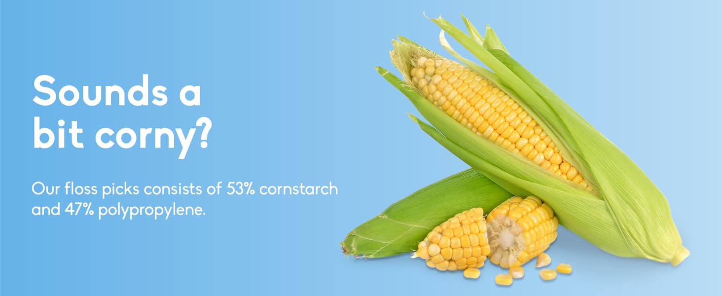 Sounds a bit corny but each dental floss pick consists of 53% cornstarch.