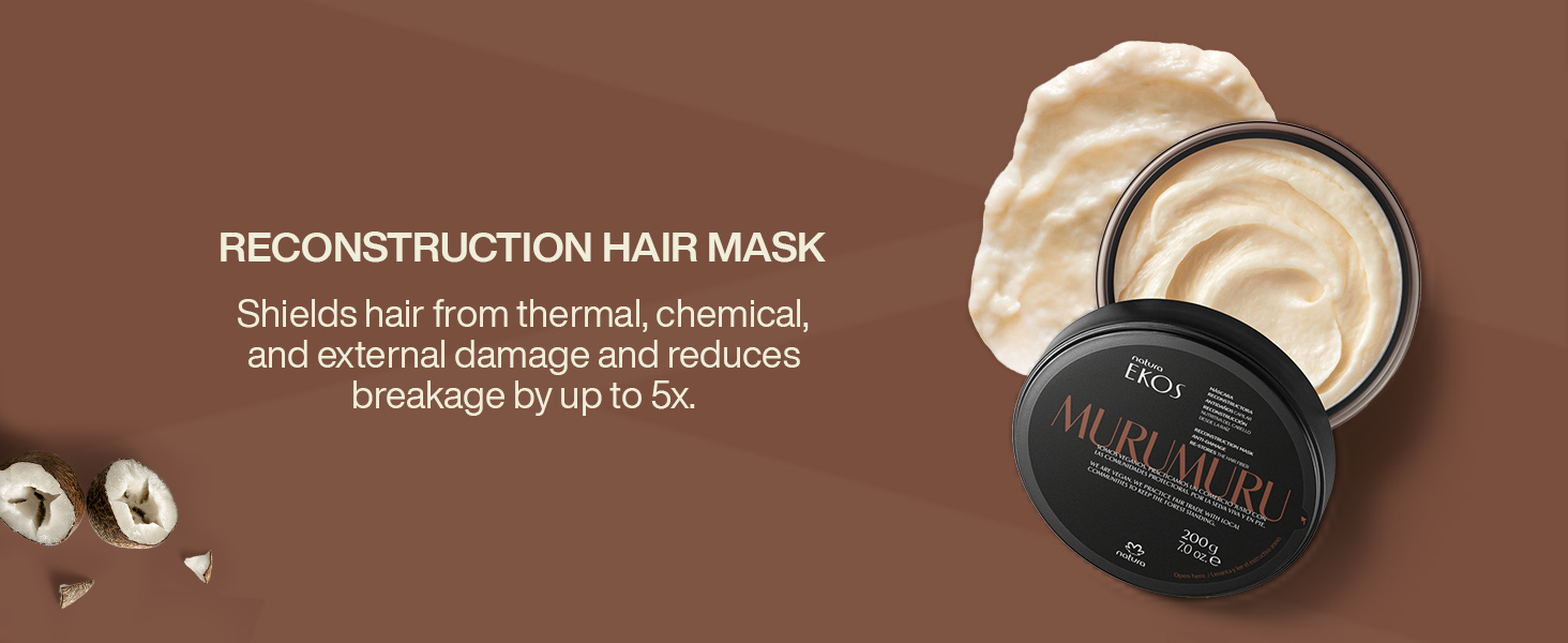 Reconstruction Hair Mask shields hair from thermal, chemical and external damage from breakage by 5x