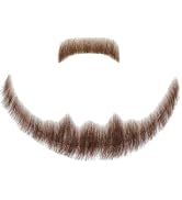 Fake Beard Fake Mustache Human Hair Full Hand Tied Lace Facial Hair Black Goatee Beard Festival C...