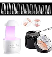 Gellen Nail Tips and Glue Gel Kit Gel Nail Kit with 240Pcs Coffin Shape Half Matte Gel x Nail Tip...