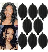 Springy Afro Twist Hair 8 Packs Marley Twist Braiding Hair 8 Inch Pre-Separated Black Kinky Twist...