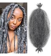 12 Inch Springy Afro Twist Hair Marley Twist Braiding Hair 8 Packs Dark Grey Kinky Twist Hair Sho...