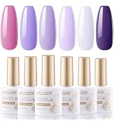 Gellen Gel Nail Polish Set 6 Colors Light/Dark Royal Purple Pink Gel Polish Serene Lavender Soak ...