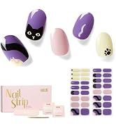 Nailog Semi Cured Gel Nail Strips 34 pcs | Long Lasting Nail Polish Sticker Wraps with Glossy Gel...
