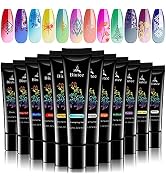 Nail stamping polish gel Pack of 12 Colors 8ML UV LED Gel Polish Special Polish Gel Printed Nail ...