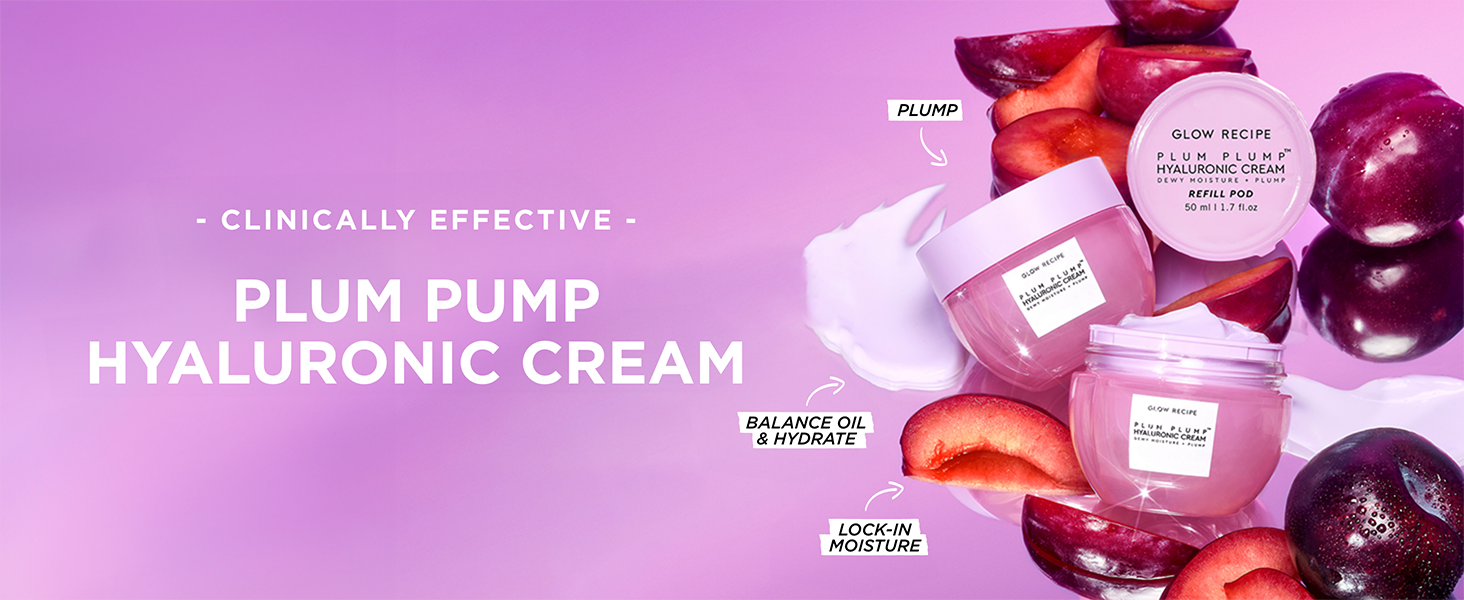 Plum Plump Hyaluronic Cream to plump, balance oil and hydrate glowy skin