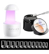 Gellen Gel Nail Kit Gel Tips Nail Extension Kit with 240Pcs Pre-Shaped Short Square Soft Gel Nail...