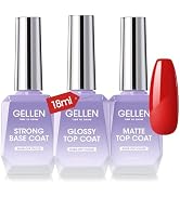 Gellen Gel Top Coat - 18ml 3pc Gel Base and Top Coat Matte & Glossy Top Coat for Gel Nail Polish,...
