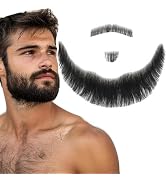 Fake Beard Fake Mustache Human Hair Full Hand Tied Lace Facial Hair Black Goatee Beard Festival C...