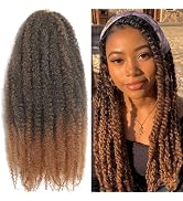 16 Inch Marley Twist Braiding Hair 7 Packs Marley Twist Hair Long Brown Marley Hair for Faux Locs...