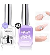 Gellen Nail Glue Gel and Nail Prep Dehydrator Gel Nail Kit, 4 in 1 Soak Off LED UV Nail Glue for ...