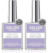 GELLEN Hema-Free Gel Base and Top Coat, 20ml Glossy Top Coat and Base Coat for Gel Nail Polish, N...