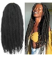 7 Packs Marley Twist Braiding Hair 16 Inch Marley Twist Hair Long Black Marley Hair for Faux Locs...