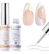 GELLEN Gold Silver Liner Gel Nail Polish, 2Pcs 10ml Soak off Uv Lamp Glitter Nail Art Polish Set ...