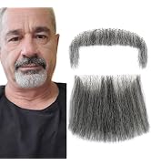Fake Beard Fake Mustache Human Hair Full Hand Tied Lace Facial Hair Black Goatee Beard Festival C...