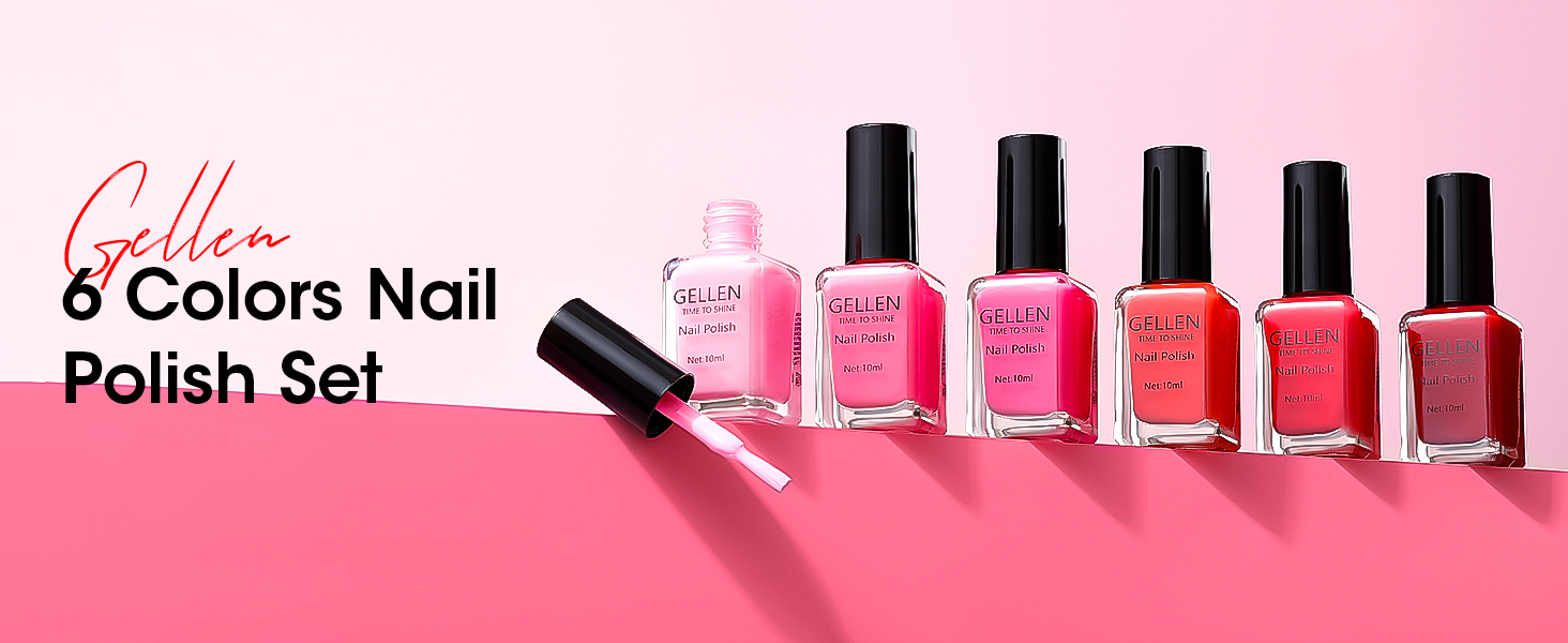 Red pink nail polish set
